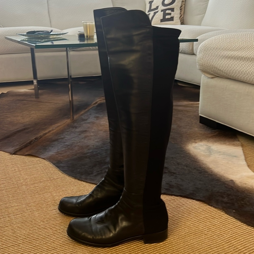 Stuart Weitzman Black Pull On 50/50 Over The Knee Boot size 9.5